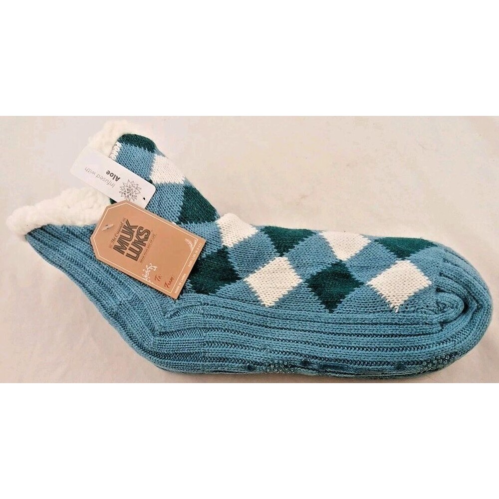 MUK LUKS WOMENS CABIN SOCKS SIZE L/XL Fits Shoe Sz 8.5-11 INFUSED WITH ALOE New